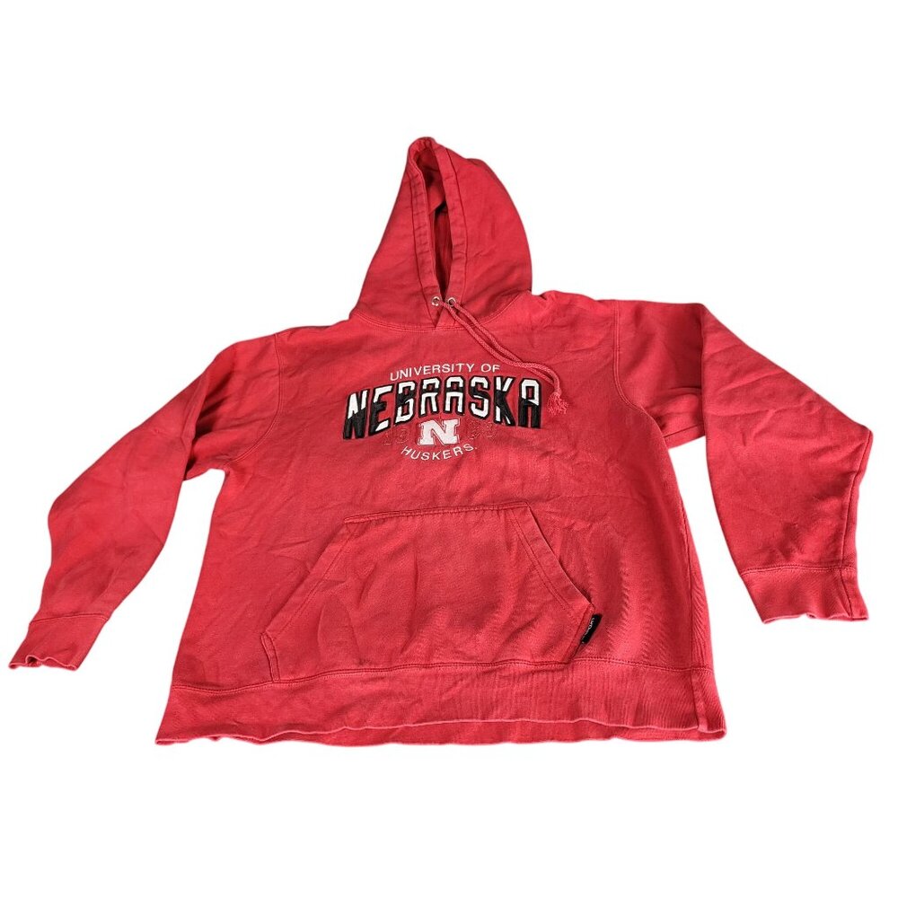 Vintage Nebraska Huskers Hoodie CI Sport‎ Men Sz L Red Embroidered Sportswear